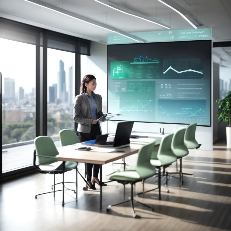 Illustration of AI training in a modern office